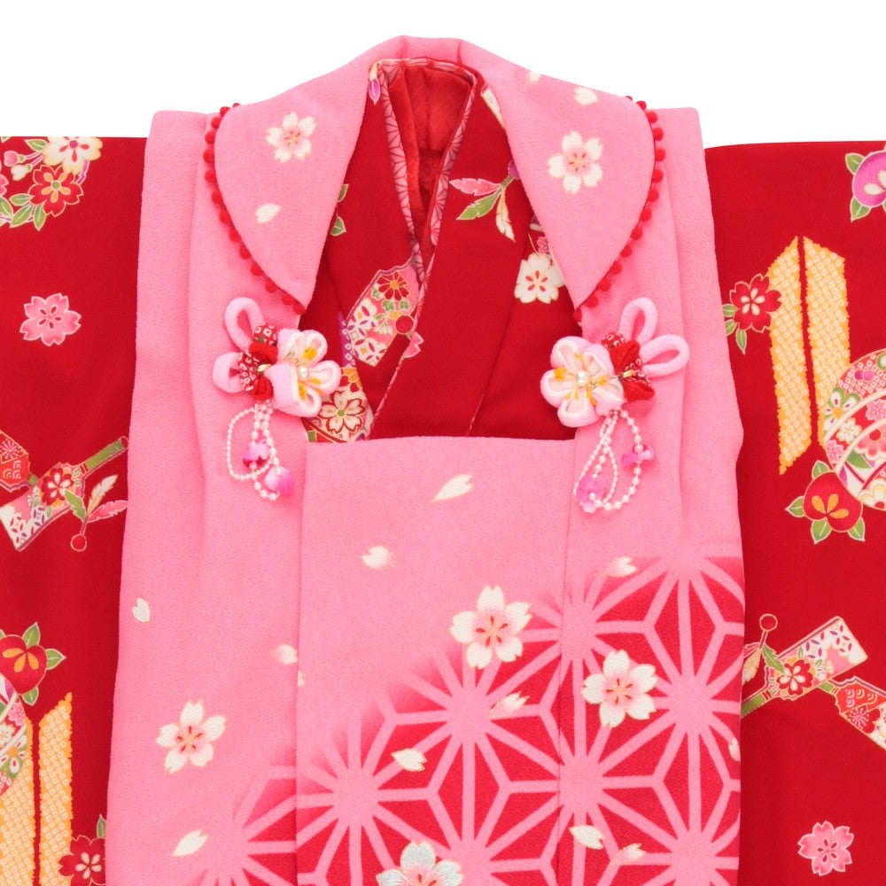 七五三/節句 被布セット 3歳女の子 被布セット 可愛らしい花柄 手鞠
