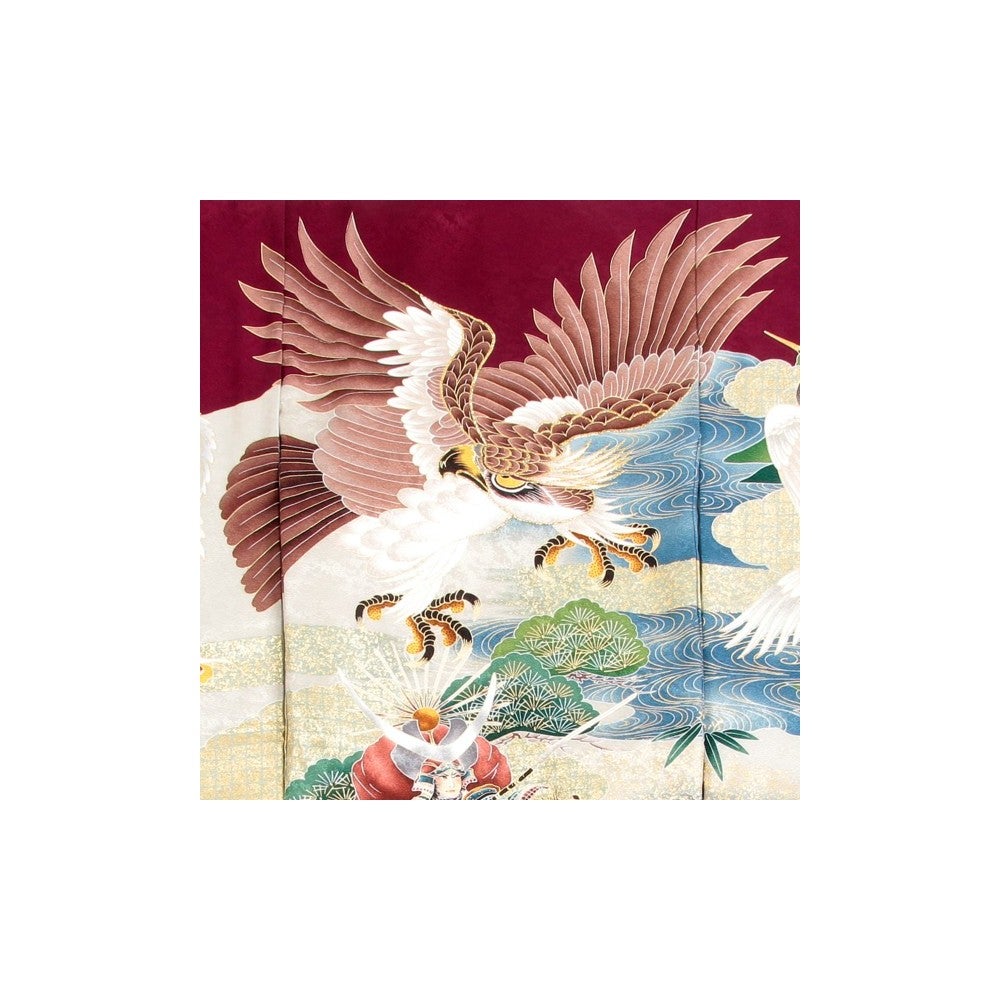 [レンタル] 男の子 お宮参り 産着レンタル6点フルセット 正絹 鷹 馬の宅配レンタル - 3