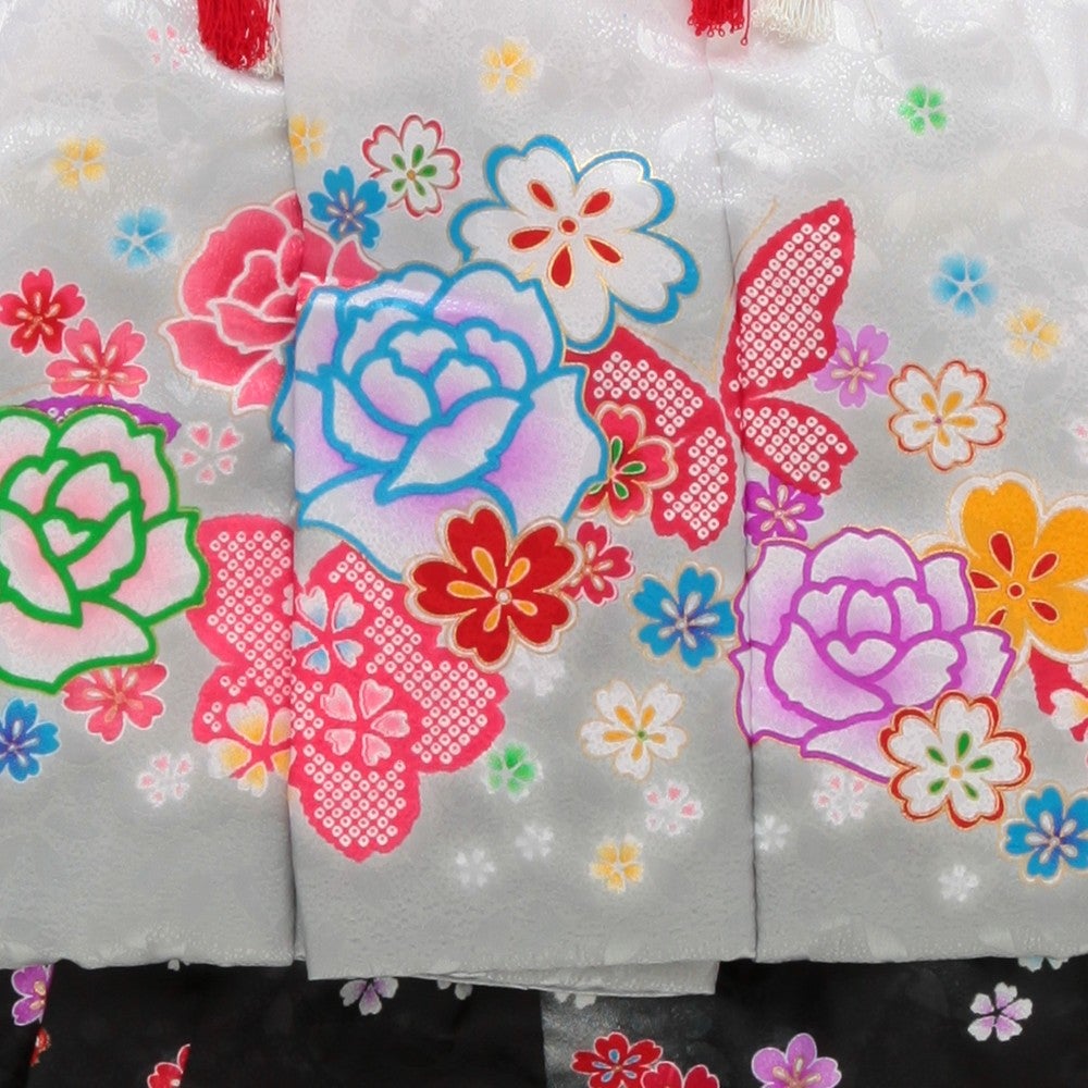 [レンタル] 七五三/節句 被布セット 3歳女の子 被布セット 愛らしい 花々 選べる2色(ピンク / 黒)の宅配レンタル - 8