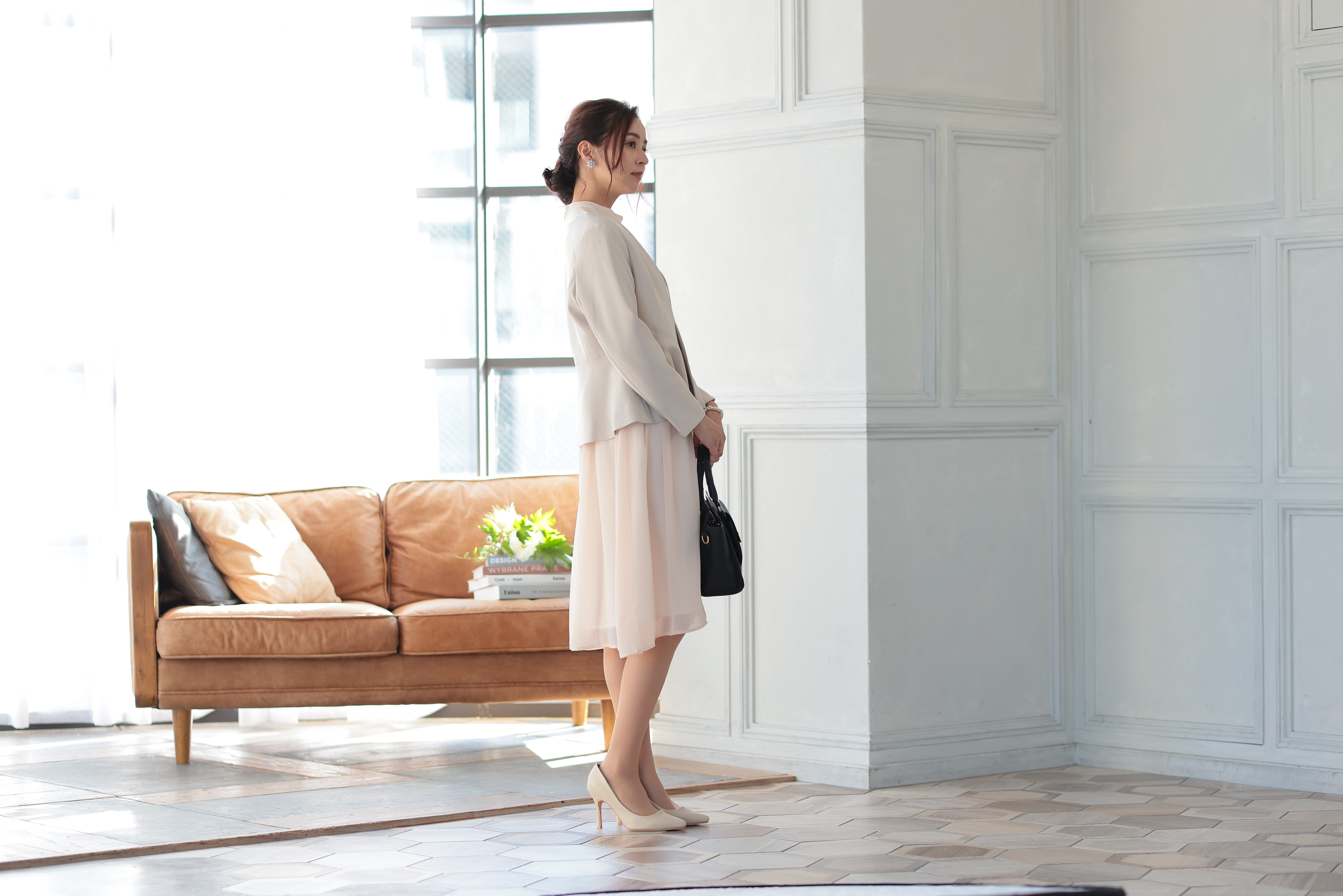 [レンタル] アートマリー ボトルネックワンピースジャケットスーツ【2点セット】ベージュの宅配レンタル - 11