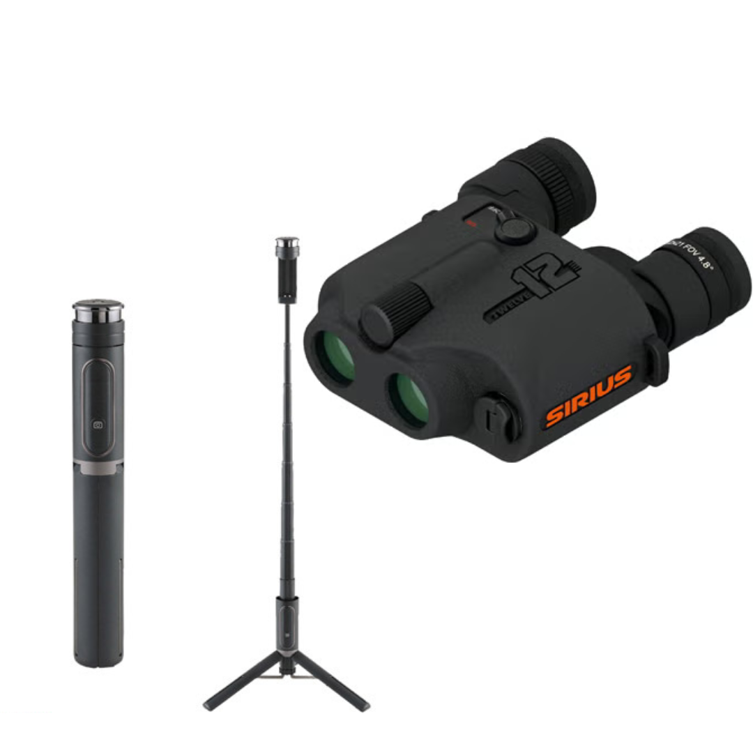 [レンタル] [倍率12倍] 阪神交易 シリウス12 12×21 コンサート・ライブ向け 防振双眼鏡 完全防水 三脚付き自撮り棒セット - 2