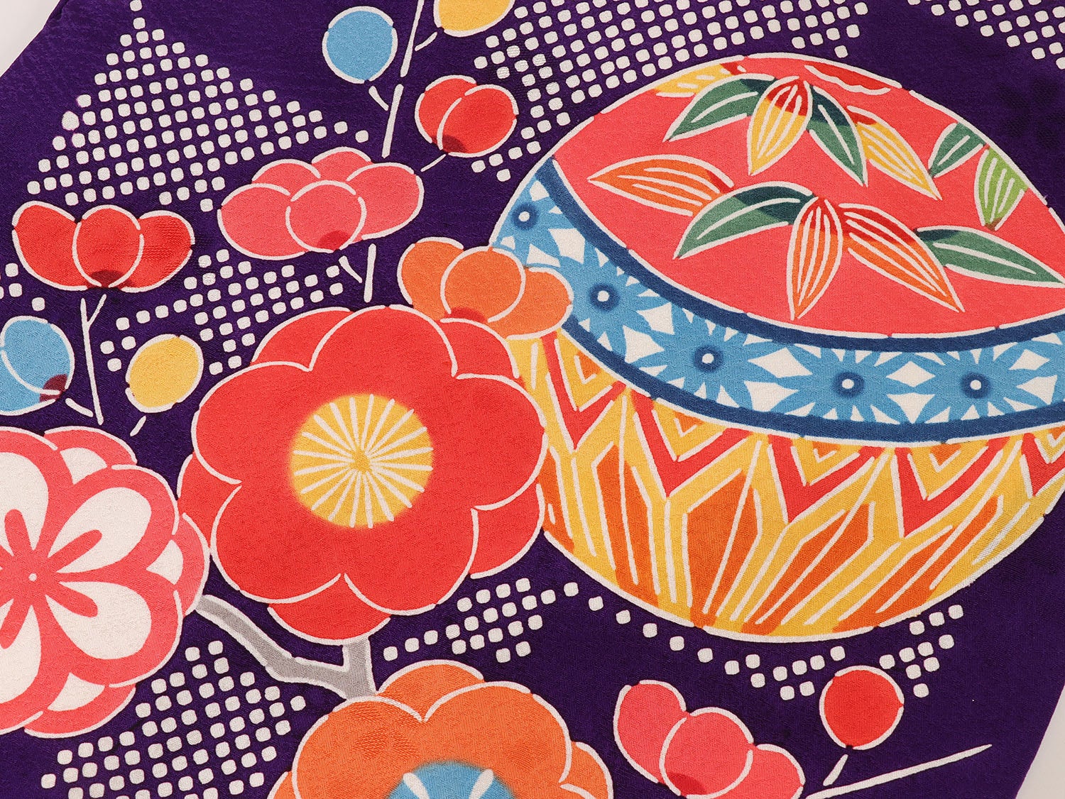 [レンタル] 女の子 お宮参り 産着 栗山工房 レンタル6点フルセット 正絹 鞠と犬張子 紫色の宅配レンタル - 5