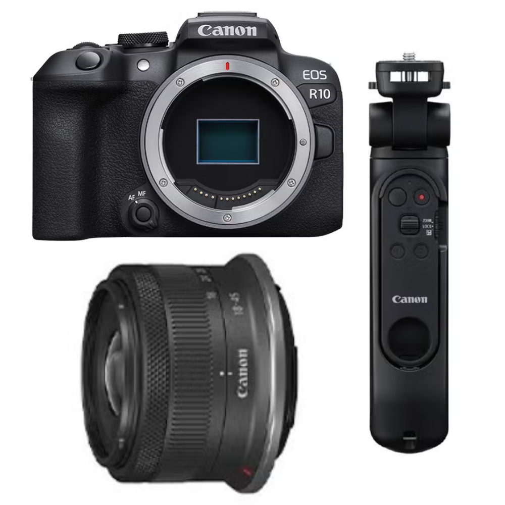 [レンタル] CANON EOS R10 レンズキット＋トライポッドグリップ HG-200TBR