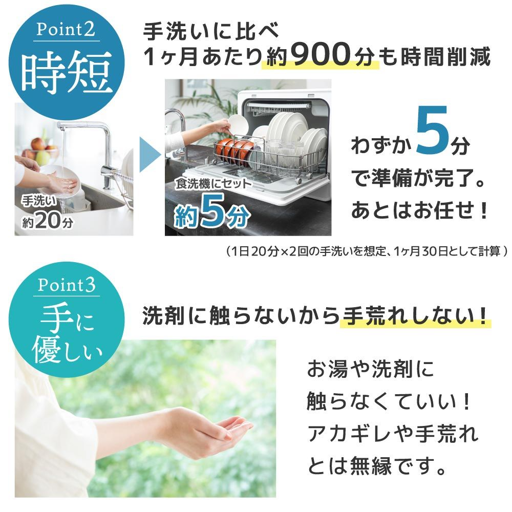 [レンタル] [～食器28点]サンコー ラクア 食器洗い乾燥機 ファミリーワイド 工事不要 タンク式 分岐水栓対応 - 10