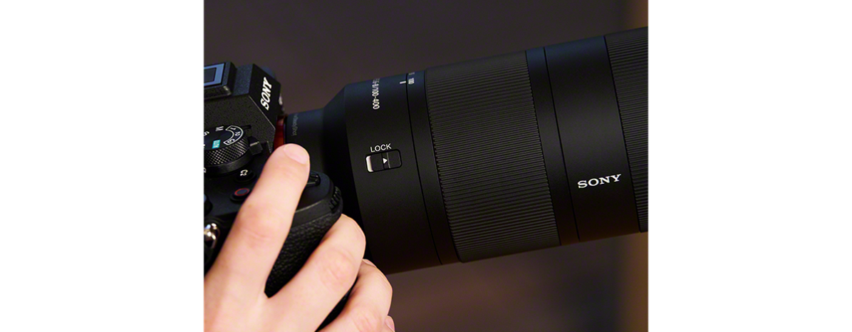 ソニー FE 100-400mm F5.6-8 OSS SEL100400 超望遠ズームレンズ ズームロックスイッチの操作 - 6