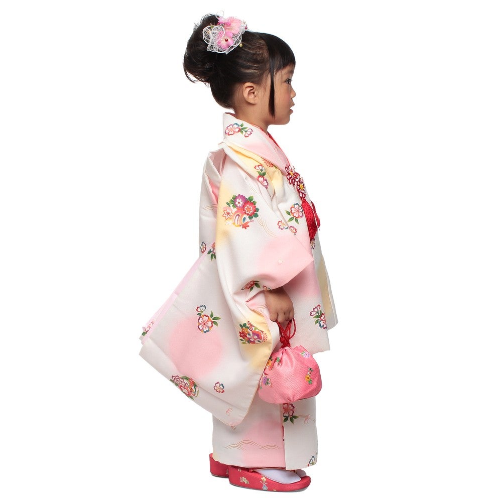 [レンタル] 七五三/節句 被布セット 3歳女の子 水玉模様 花々の宅配レンタル - 2