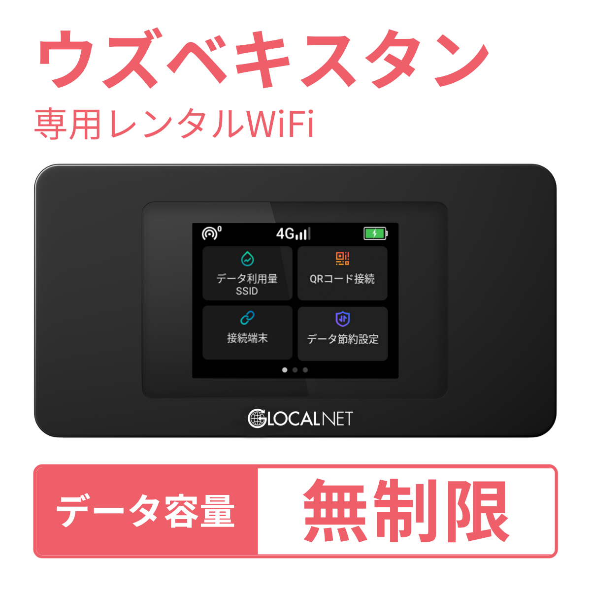 [レンタル] レンティオWiFi ウズベキスタンWiFi 4G 無制限/日 データ容量プラン