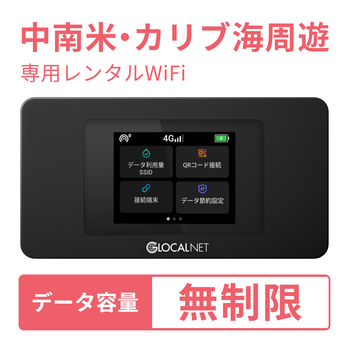 [レンタル] レンティオWiFi 中南米・カリブ海周遊 4G 無制限/日 データ容量プラン