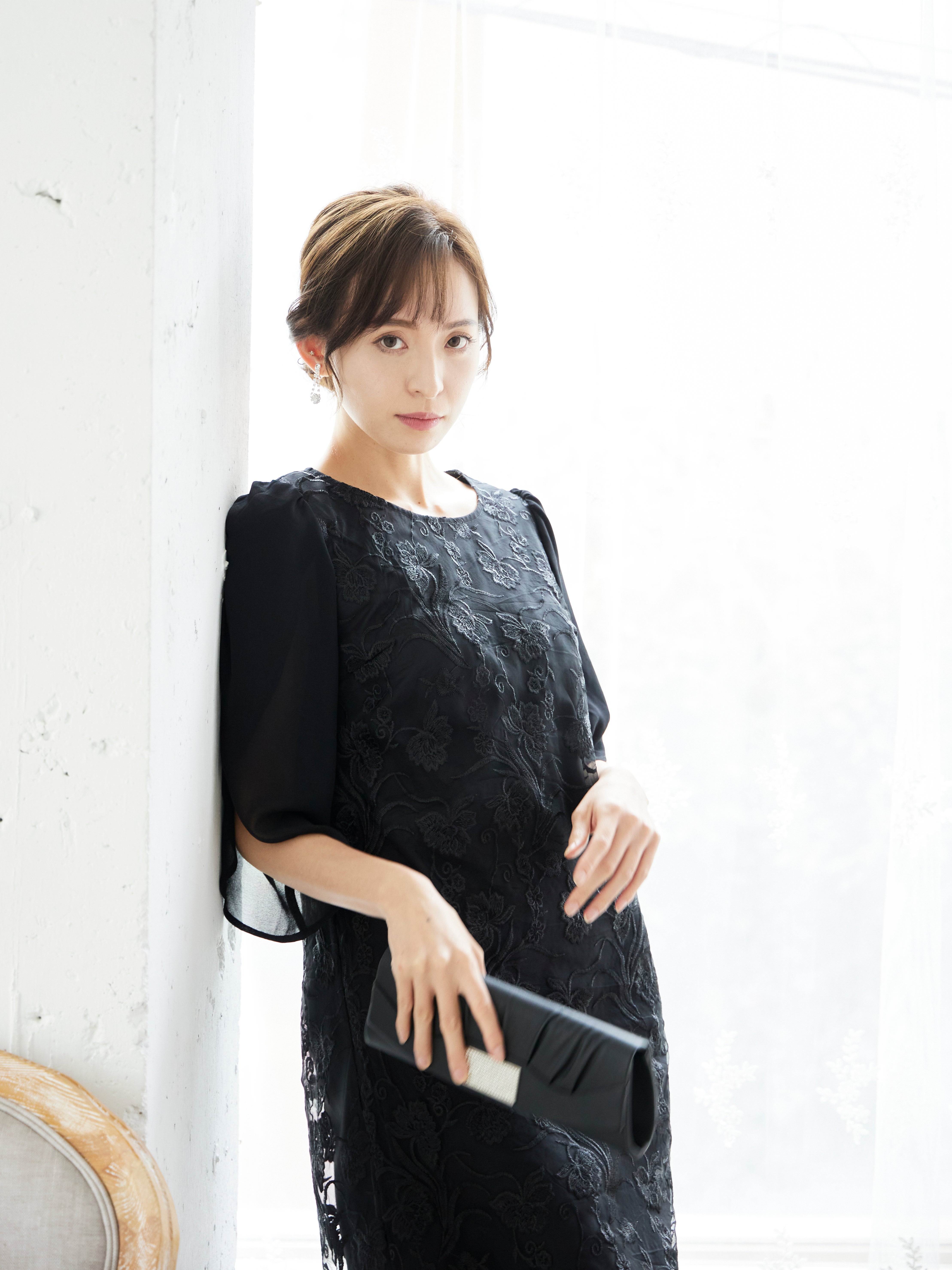 [レンタル] BELINDA DE CAPRIS 刺繍2枚袖 ワンピースドレス ブラックの宅配レンタル - 9