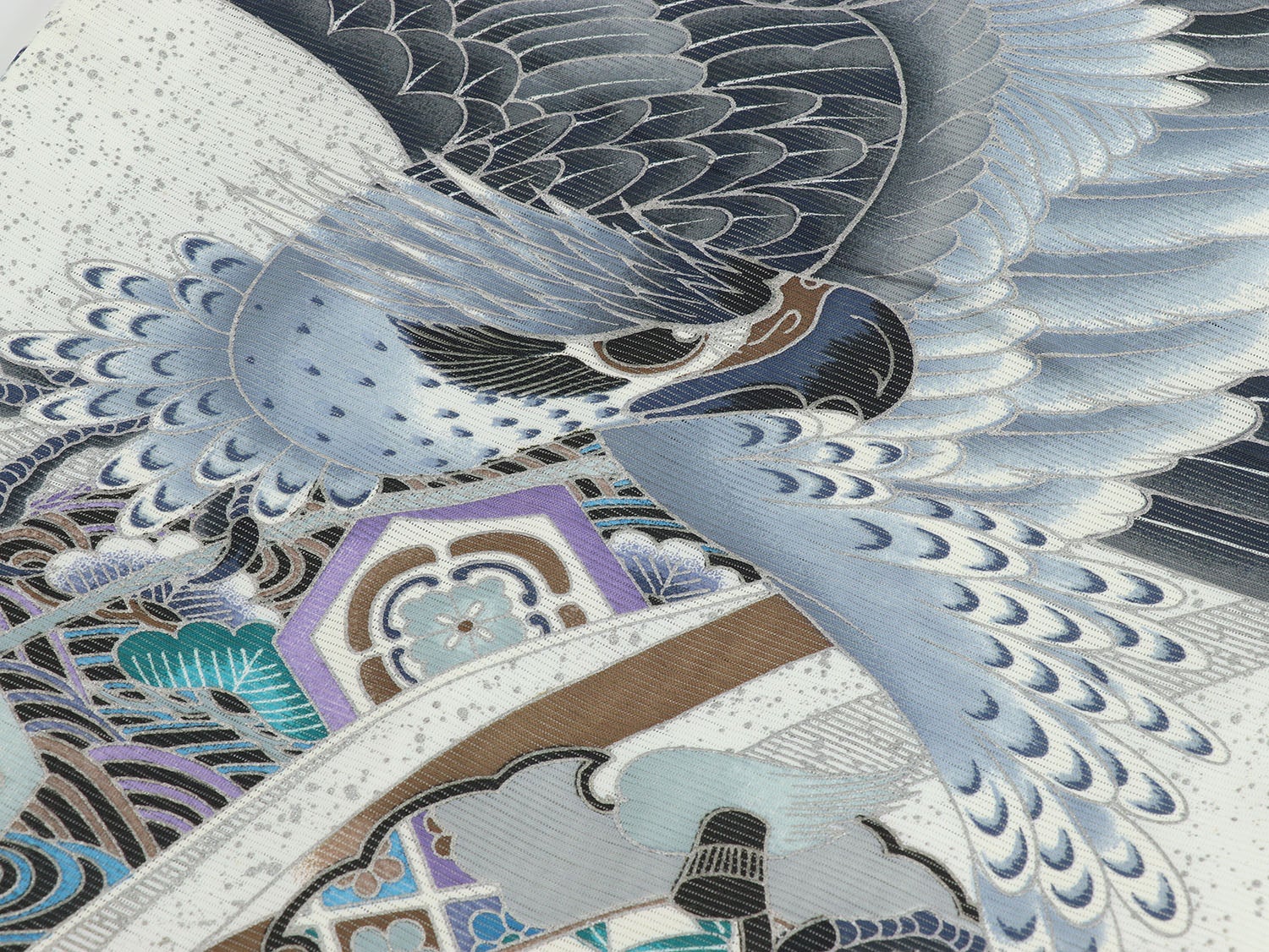 [レンタル] 男の子 お宮参り 産着 絽（夏用） レンタル6点フルセット 鷹に軍配 薄い黒色 / 墨黒の宅配レンタル - 4