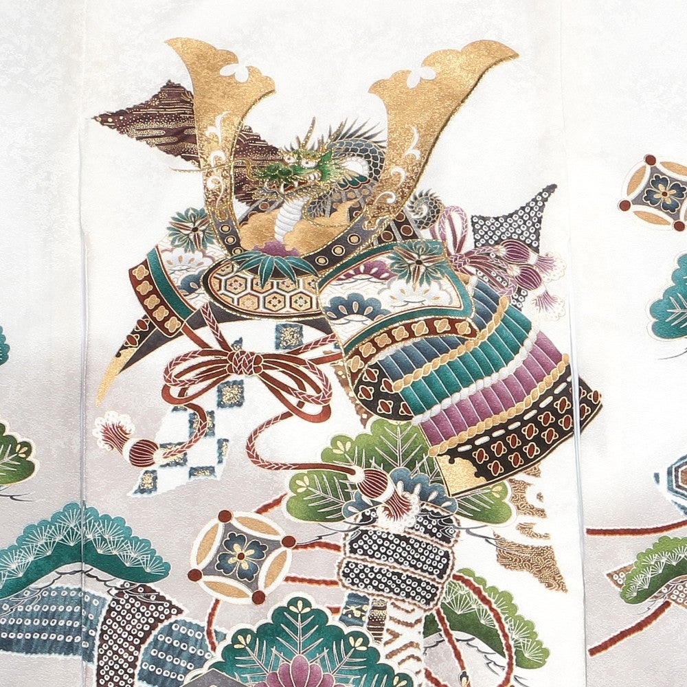 [レンタル] 男の子 お宮参り 産着レンタル6点フルセット 正絹 大兜 亀甲紋の宅配レンタル - 3