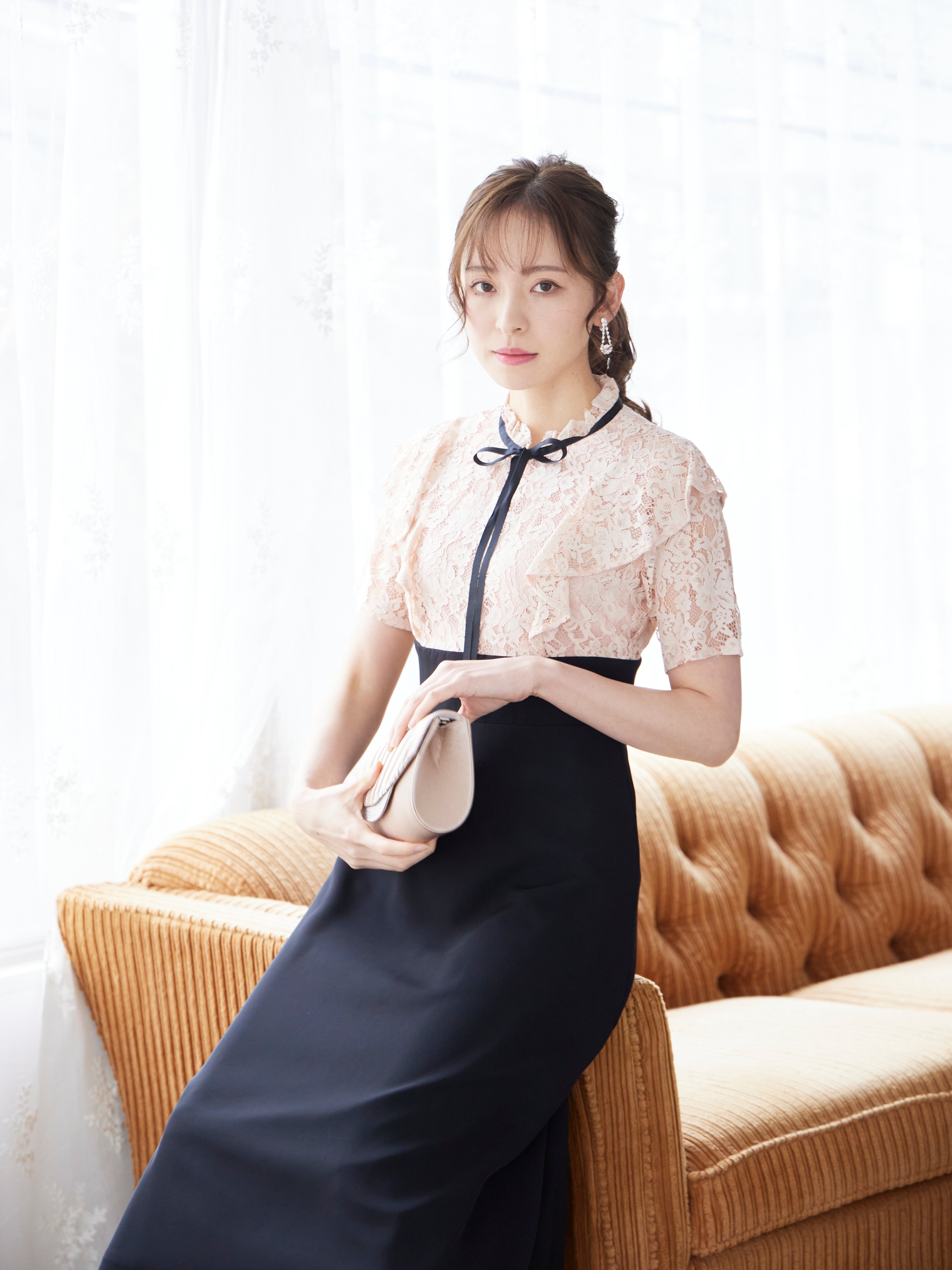 [レンタル] BELINDA DE CAPRIS レース切り替え タイトワンピースドレス ピンクの宅配レンタル - 7