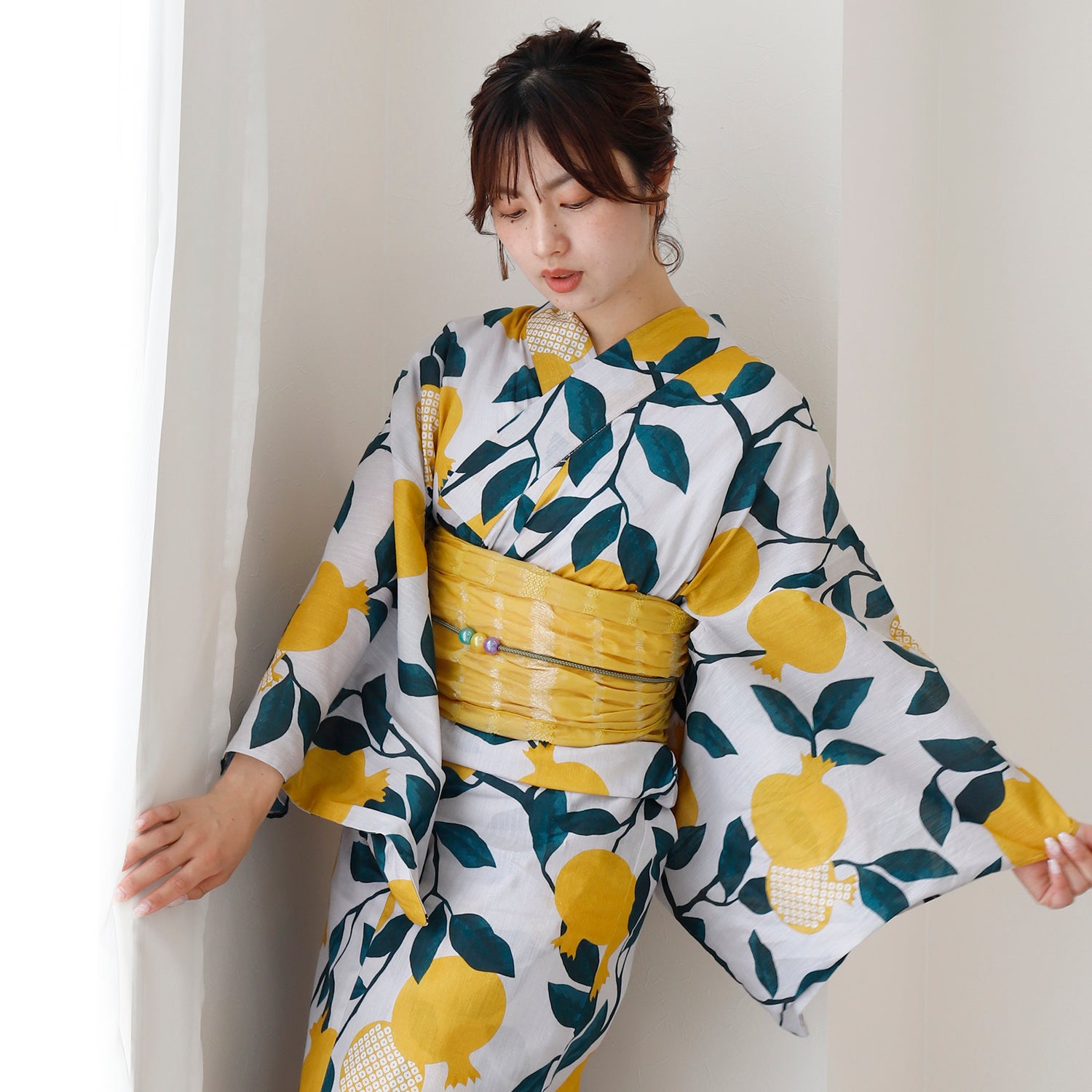 [レンタル] [2025新作]SION レディース浴衣 葉模様 フリーサイズの宅配レンタル - 2