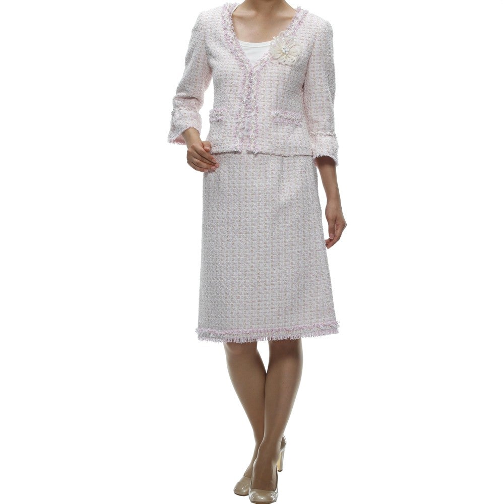 [レンタル] ルネ セレモニースーツ2点セット(ジャケット+スカート) ベージュ / ブルー / グレー / ホワイト / オレンジ / ネイビー / ピンク ピンク 9号