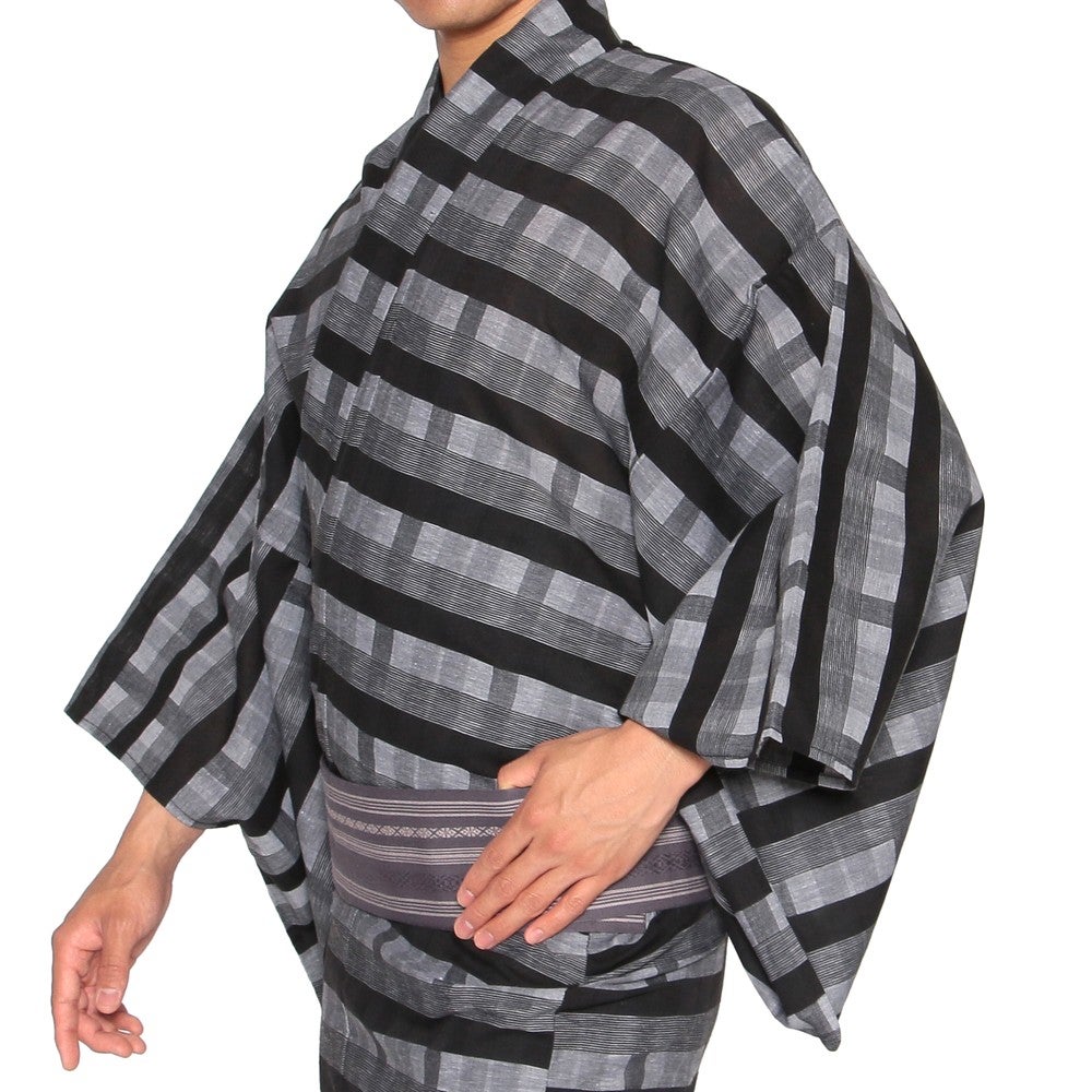 [レンタル] メンズ浴衣 フルセット 格子柄 身長目安170cm・175cm・180cmの宅配レンタル - 3