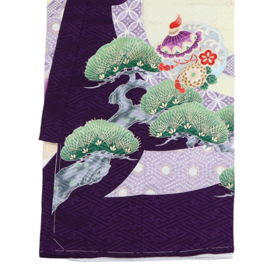 [レンタル] 男の子 お宮参り 産着レンタル6点フルセット 鷹に宝船 紫の宅配レンタル - 3